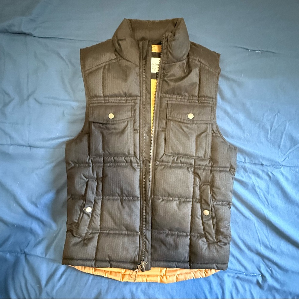 Goodfellow & Co Brown Quilted Puffer Vest with Orange Lining